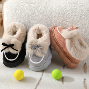 รองเท้าแตะผ้าฝ้ายสำหรับเด็กรองเท้าขนสัตว์กันลื่นใส่ในบ้านใส่ช่วงฤดูหนาวสำหรับเด็กหญิงรองเท้าผ้าฝ้ายหุ้มส้นหนาพิเศษกันหนาวสำหรับเด็กชายและเด็กหญิง
