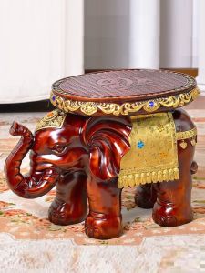 Elegant Living Room Entrance Elephant Bench Feng Shui Home Decor Resin Handmade Craft Animal Shape European Style Decorative Accessories
