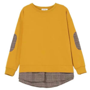 เสื้อสเวตเตอร์คอกลมแขนยาวทรงหลวมสไตล์เรียบง่ายสำหรับผู้หญิงในฤดูใบไม้ร่วงและฤดูหนาว ผ้าฝ้ายผสม เสื้อคลุมกันหนาวแบบลำลอง