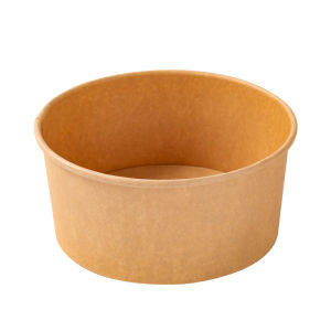 ชามกระดาษหนาแบบแข็งสำหรับอาหาร ทรงกลม พร้อมฝา ชามใส่ผลไม้ ชามสั่งส่งแบบใช้แล้วทิ้ง ชามกระดาษแบบใช้แล้วทิ้ง