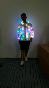 DGY Cool LED Lights Clothes Mens Luminous Jacket with LED Lights Rave Performance Dress for Dancing LED Costume for Night RunningNKP