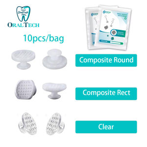 10pcs/bag Dental Orthodontic Composite Clear Ceramic Lingual Button Bondable Dentistry Accessories Material Monoblock Round Rect