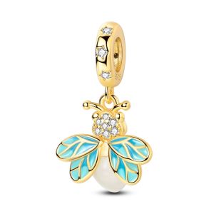 Mặt Dây Chuyền Charm Hình Đom Đóm Bạc 925 Sterling 1 Chiếc Dành Cho Nữ Chủ Đề Động Vật Cổ Điển Làm Đồ Trang Sức Tự Làm Quà Tặng Phù Hợp Với Vòng Tay Dây Xích Nguyên Bản
