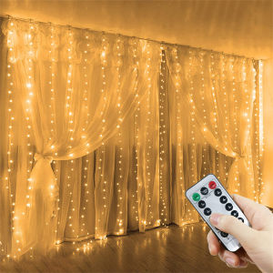 Remote LED Curtain String Lights 8 Lighting Modes USB Curtain Fairy Lights For Wedding Bedroom Birthday Garden Party Decoration