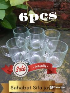 cangkir kopi 6pcs/gelas kopi/gelas kaca/gelas gagang bening
