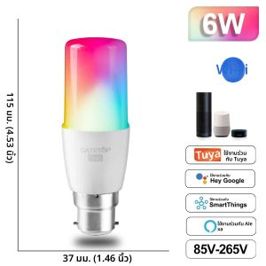 หรี่แสงได้ Tuya RGB สมาร์ทหลอดไฟ Gu10 C37 A60 T37 E14 E27 B22 Light WiFi LED Magic โคมไฟ AC85V-265V ทํางานร่วมกับ Alexa Google Home