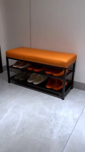 ชั้นรองเท้า ชั้นวางรองเท้าพร้อมเบาะนั่ง ชั้นวางรองเท้า 2 ชั้น  ที่วางรองเท้า เก้าอี้เปลี่ยนรองเท้าในตัว ประหยัดพื้นที่