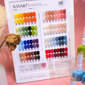 ✨SANMO Complete set of 66 solid-color nail colors free coating samples included TOP BASE Macaron Cool Tone Warm Tone Classic Red (full coverage) high saturation.