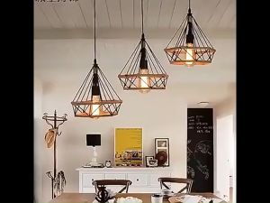 Pendant Light Vintage Hemp Rope E27 Chandelier Adjustable Iron Lampshade Ceiling Light for Living Dining Room Cafe Bar Hanging Lamp