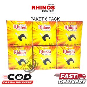 (6 KOTAK) PAKET GROSIR KLEM KABEL LISTRIK PAKU BETON 8 MM 1 KOTAK ISI 50 PCS RHINOS/CABLE CLIPS 8 MM
