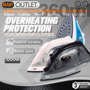 RAF 1200W High-Quality Ceramic Soleplate Electric Steam Iron with Vertical Steaming and Water Spray for Fast Wrinkle Removal Electric Iron