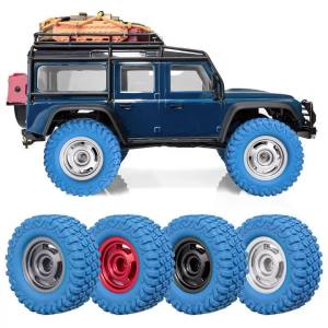 4PCS Aluminum 1.45 Inch Wheel Crawler Tires 65x25mm for 1/18 1/24 Scale RC Cars Compatible with TRX4M SCX24 AX24 FCX24 FMS Ascen