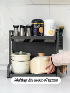 Kitchen Rack Multifunctional Stainless Steel Seasoning Rack Microwave Oven Storage Rack