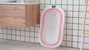 [SG Seller] Baby Bath Tub with Temperature Sensor Infant Shower Basin Portable Infant Bathtub | 0-4 Years
