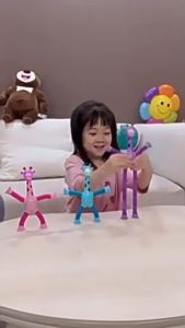 LAKOE Mainan Dekompresi Edukasi/Suction Cup Tabung Teleskopik Jerapah Bentuk Variasi Stretch Tube Giraffe