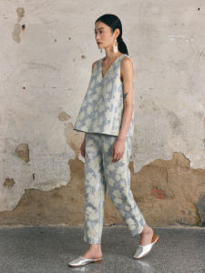 Original Designer PaleBlueDot Silver Grey Loose Tailored Nine-Piece Suit Pants Female Commute Natural Waist Straight Leg Trousers