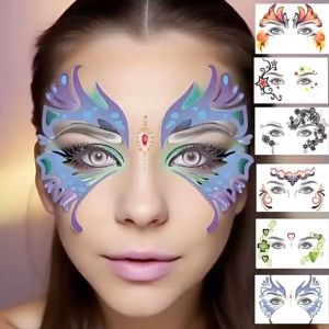 Tato Wajah Stiker Muka Tato Temperor Pesta Premium