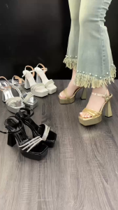 GIÀY SANDAL ĐẾ ĐÚP CAO 14CM  ĐÚP TRƯỚC CAO 5CM  QUAI ĐÍNH XOÀN