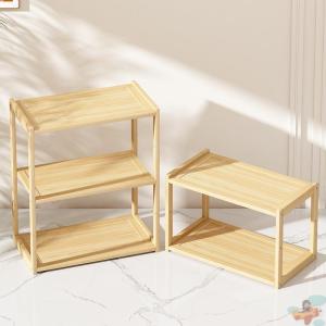 Desktop Bookshelf Multi-layer Partition Small Real Wood Office Storage Rack Bedside Organizer Wooden Tabletop Shelf