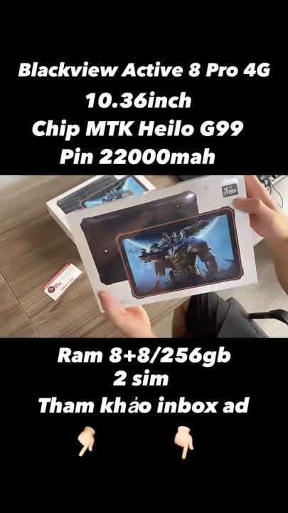 Máy Tính bảng Blackview Active 8 Pro 16GB/256GB Mới Nguyên Seal Fullbox | Pin 22000 Mah siêu trâu , Chống va đập siêu bền , 2 sim nghe gọi | Playmobile