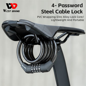 WEST BIKING 4-Digit Password Bike Lock Anti Theft Security Lock 120cm E-Bike Motorcycle Bike Cable Lock Bicycle Accessories