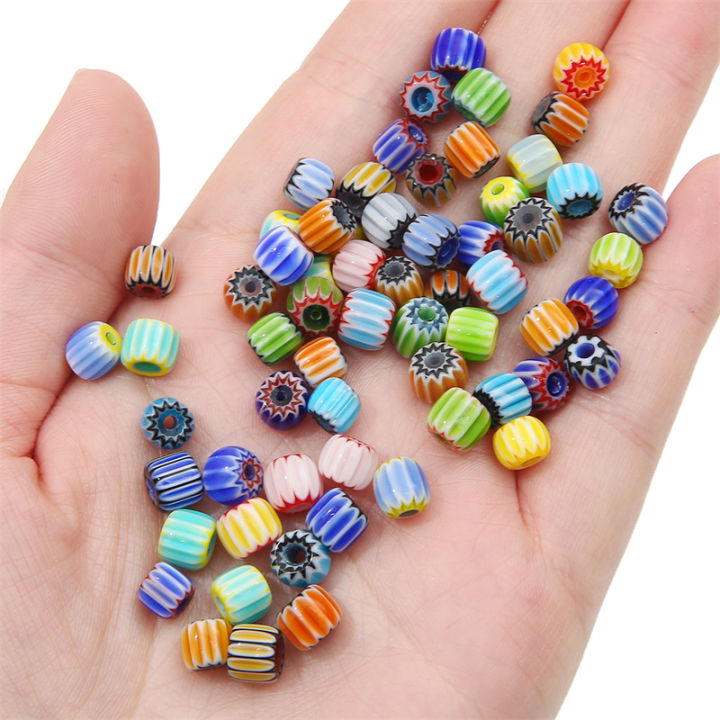 10pcs 6mm Handmade Lampwork Glass Flower Beads Nepal Loose Spacer