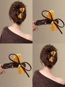 Yellow Knitted Butterfly Knot Large Duckbill Clip Back of Head Clip 2025 New Advanced Travel Hair Clip Women Fashion Accessories