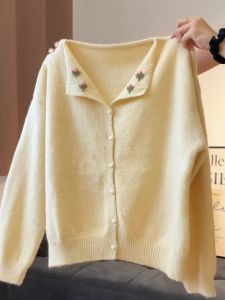 เสื้อคาร์ดิแกนถักสไตล์เกาหลีหลวมๆ นุ่มๆ คอปกพับ สไตล์ลำลอง แขนยาว ปกติ สำหรับผู้หญิง ฤดูใบไม้ร่วง 2025