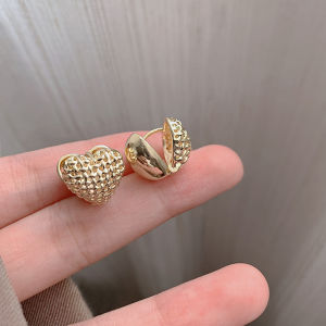 Hoa Tai Đính Trái Tim Kim Loại Hai Mặt Sang Trọng Cho Nữ Hoa Tai Hình Trái Tim Ngọt Ngào Thời Trang Trang Sức Thời Trang