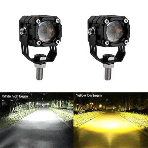 Lampu Led Bar Sorot D3 12V / 24V SQL 1 Mata 20Watt 2 Warna Kuning Putih Lampu Tembak Sorot Laser SQL 1 Mata Super Bright