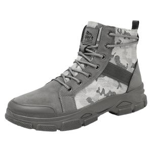 Warm Canvas Boots High Top Mens Winter Camouflage Anti-wear Mountain Climbing Shoes Large Size Cotton Shoes British Style Short Tube