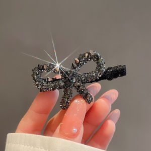 Trong suốt mới Sequins Bow kẹp tóc cho phụ nữ kim cương giả sáng bóng đen kẹp tóc Kim Cương Trang SỨC TIỆC kẹp tóc barrettes