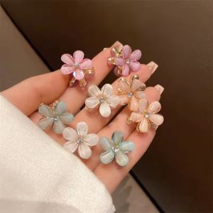 Cadia Small Bangs Grab Clip Crystal Flower Side Hairpin Mini Temperament Hair Accessories