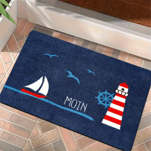 VIKAMA Màu Xanh Hải Quân Đậm Thảm Chùi Chân Chống Bám Bẩn Thảm Chào Mừng Thảm Polyester Cho Phòng Tắm Phòng Ngủ Phòng Khách Trang Trí Nhà Cửa