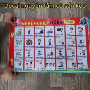 (HCM) BỘ TRANH DECAL DÁN TƯỜng SONG NGỮ ANH - VIỆT Bảng chữ cái và NHIỀU CHỦ ĐỀ CHO BÉ- Mẫu Dán Nguyên Tấm KT 40*60cm