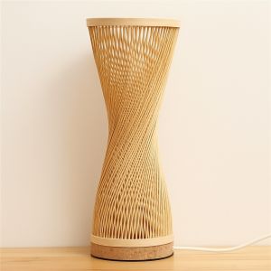 JOYINLED Bamboo Table Lamp 15x35CM Japanese Style Handmade Spire Vase Bedside Desk Light E27 for Bedroom Study Cafe Table Light