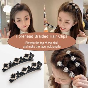 🔥🔥Roman Holiday Korean Lazy Delicate Four-leaf Clover Hair Clips Braided Hairpin Female Summer Bangs Fixed Hair Clip Flower Hair Accessories for Girls Women Hair Jewelry