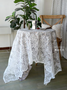 French Style European Style Ins Organza Lace Broken Flowers Embroider Dining Table Fabric Craft Coffee Table Cloth Tablecloth Cover Fabric Decoration