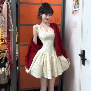 PEIZIXUAN | Elegant Petite Summer Polka Dot Halter Dress