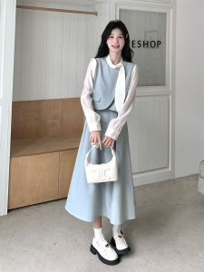 French Style Long Sleeve Loose Womens Dress Color Block Autumn New High-End Sensation Elegant Long Dress Commute Spring