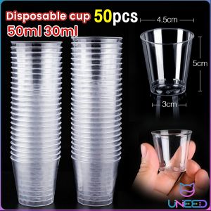 Need 50pcs Disposable Plastic Cup Transparent Household Meal Cup Wedding Cups 30ml 50ml