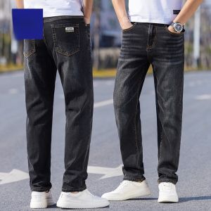 ROMON | Romon Slim Fit Mens Jeans Summer Trend Loose Straight Casual Versatile Elastic Cool Brand Long Pants Youthful Washed Cotton Polyester Blend