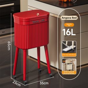 MMZECE | Ergonomic Mobile Aesthetic Kitchen Trash Can with Lid