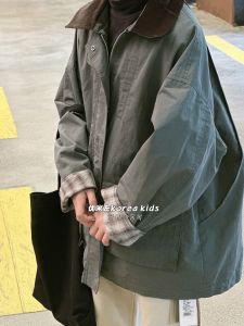 Bora Childrens Windbreaker Fashionable Spring Outerwear for Girls And Boys Stylish Clothes Cotton Mid-Length Coat Single-Button Closure