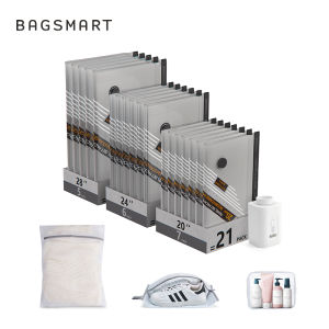 BAGSMART Rechargeable Wireless Pump Travel Storage Bags Set 21 Pack Portable Space Saver Bags for Travel & Home Vacuum Compression Seal Bag for Clothing Blanket