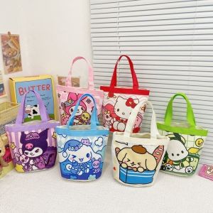 Anime Sanrio Hello Kitty Handbag Kawaii My Melody Kuromi Cinnamoroll Pom Pom Purin Pochacco Shopping Bag Cartoon Print ChildrenS Bucket Bag Girl Birthday Christmas Gift