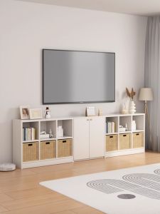 KEBIXIONG | Storage Organizer TV Stand with Bookshelf