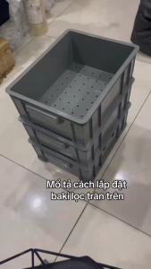 Bộ lọc baki tràn trên cho hồ cá cảnh vừa và nhỏ - Kích Thước 34x25x13 Màu Xám - ống phi 27