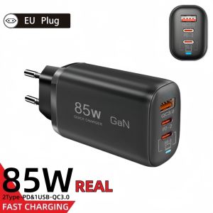 85W EU Korea Plug GaN Type C Charger USB QC3.0 For Laptop Ipad PPS PD 65W Fast Charge For Samsung IPhone 16 Pro Max Mobile Phone