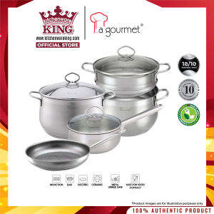 La gourmet Classic 28 x 19cm Stainless Steel Stockpot with Glass Lid 12L (IH)
